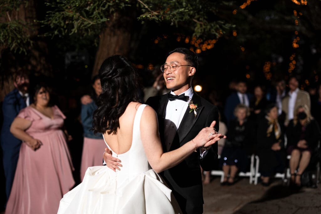 First dance with bride and groom at their Vine Hill House wedding reception