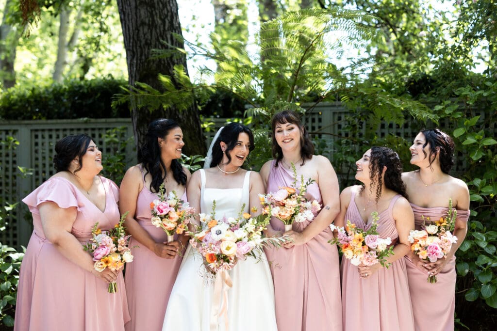 Bride with bridal party at Sonoma County wedding