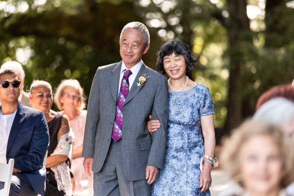 Couple walking down the aisle at outdoor Sonoma County wedding