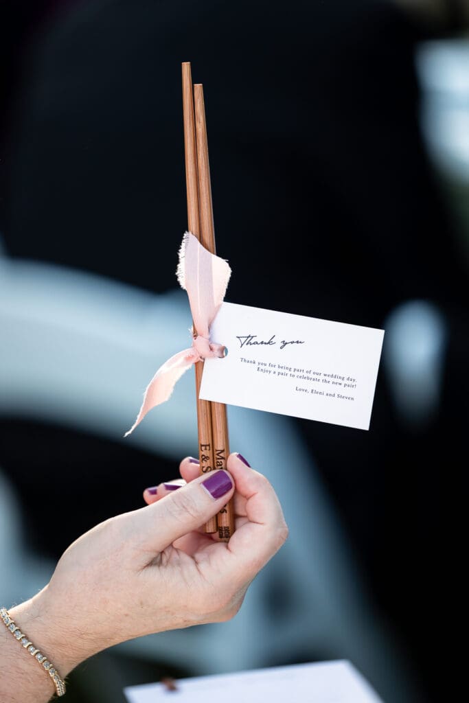 Thank you party favors from couple at Vine Hill House wedding