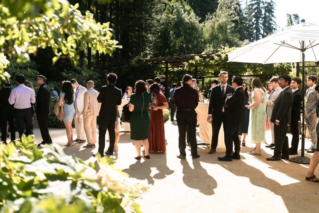Wedding guests gathering at Northern California wedding venue