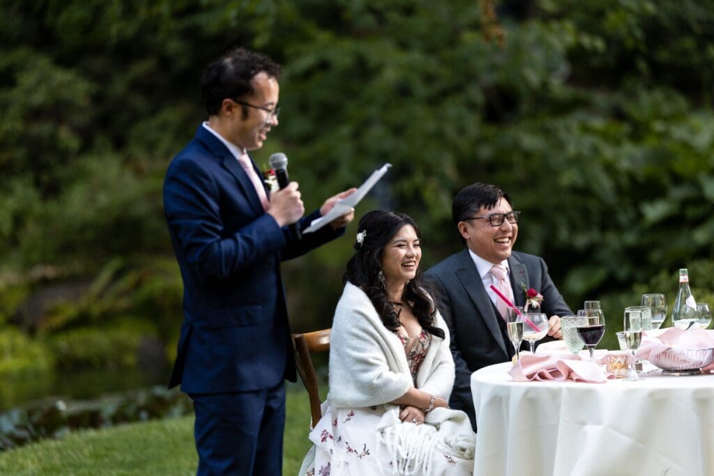 Wedding speech at Nestldown wedding reception