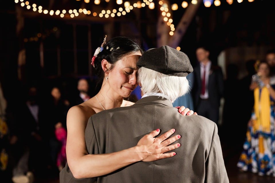 Bride having a first dance with her father at wedding reception in Northern California