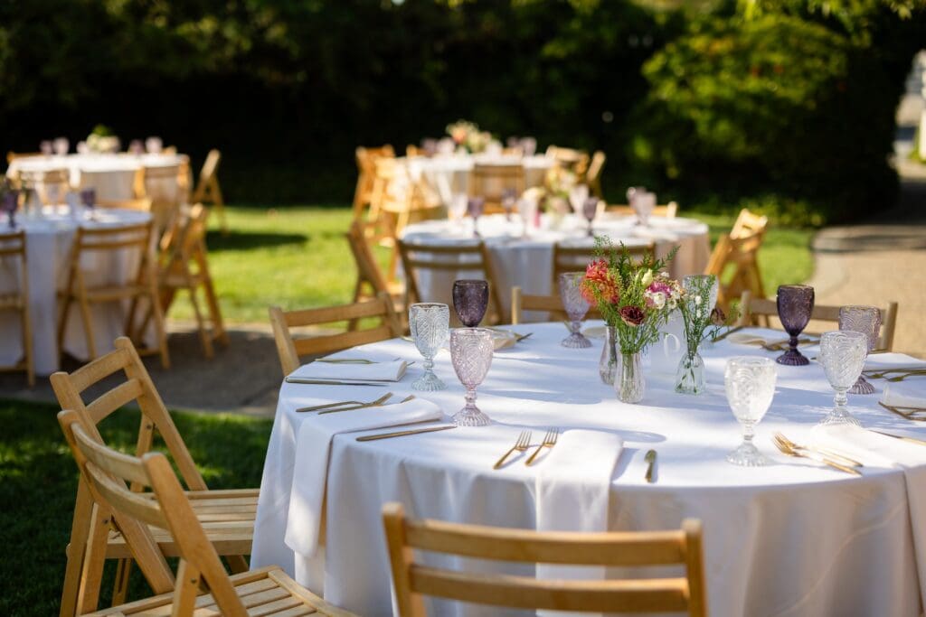 Table setting with flowers at Sonoma County wedding reception