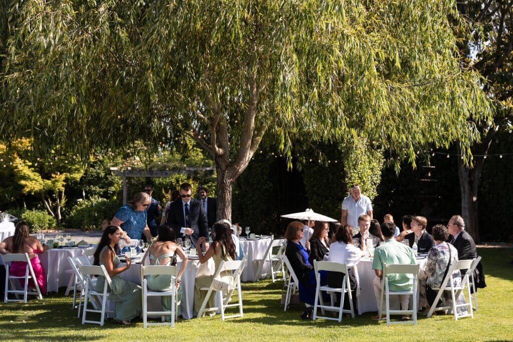 Guests seated outside Garden Valley Ranch