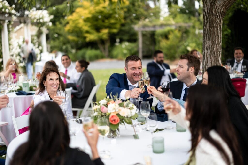 Wedding reception guests at Garden Valley Ranch wedding in Petaluma CA