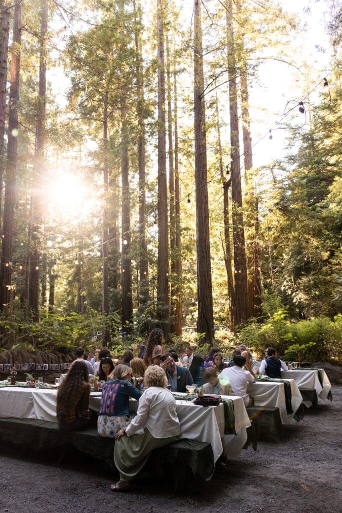Outdoor wedding reception in Gualala