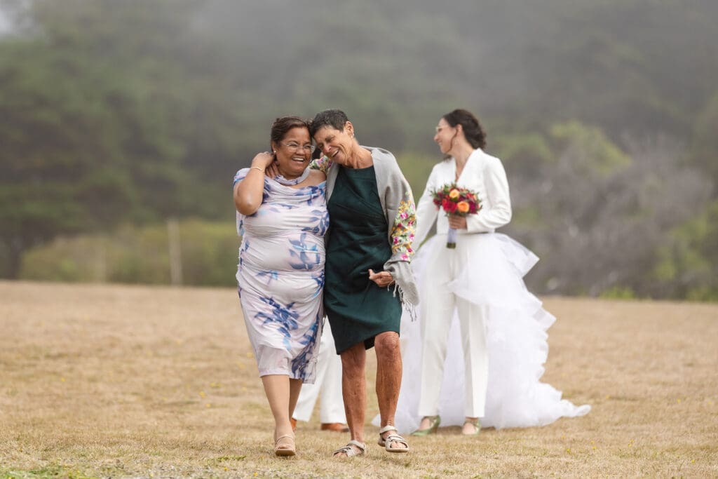 Wedding guests arm-in-arm at Ft. Bragg wedding
