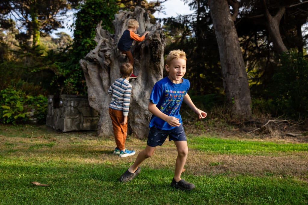 Kids playing games at Northern California rehearsal dinner