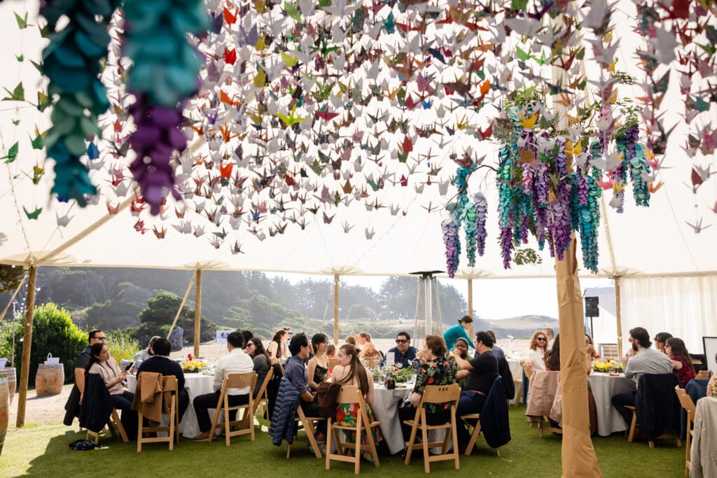 Gorgeous water views at wedding reception at Holly’s Ocean Meadow in Fort Bragg, CA