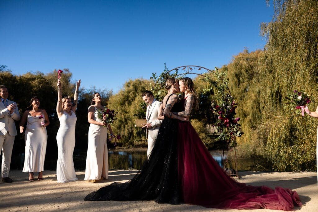 Wedding ceremony with wedding party at Petaluma wedding venue