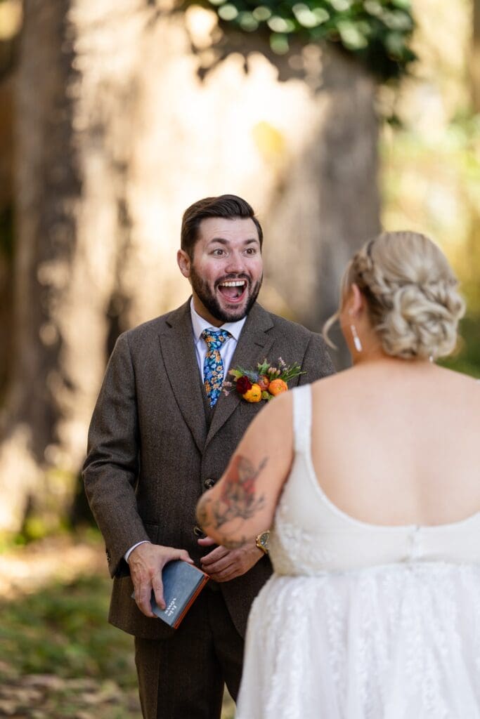 First look with bride and groom at The Haven at Tomales