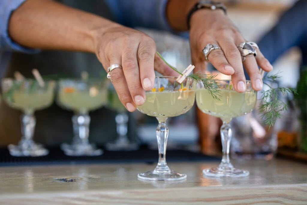 Drinks and cocktails at The Haven at Tomales Wedding reception
