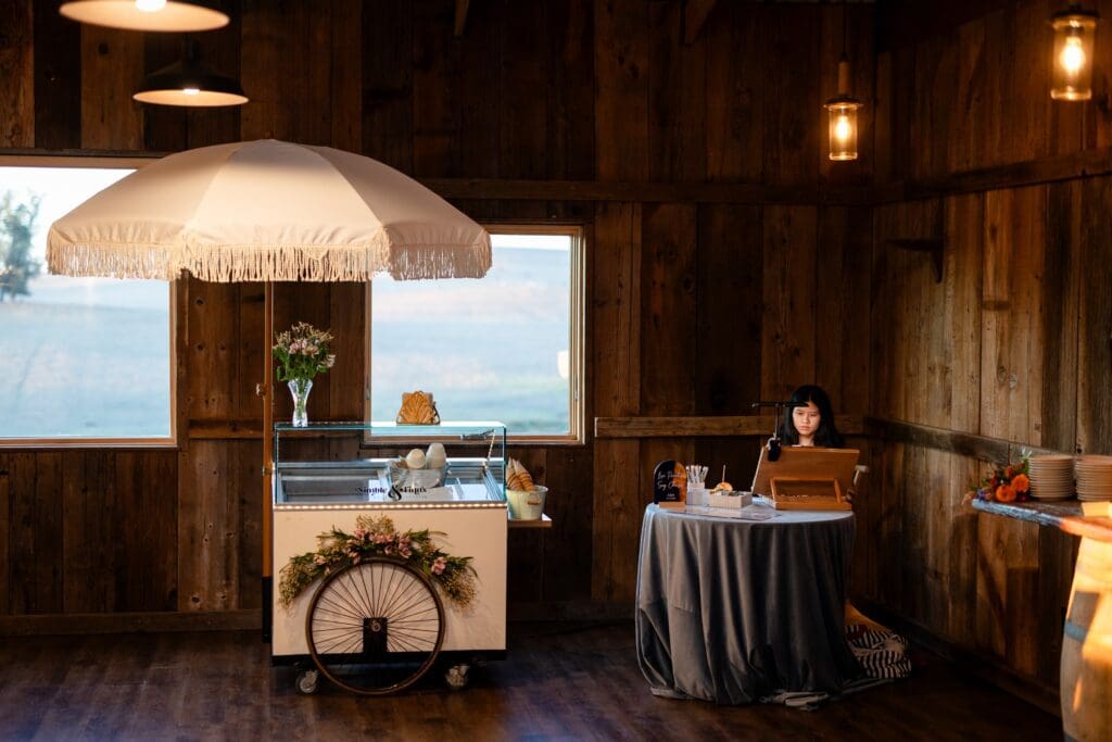 Ice cream cart from Nimble and Finn's at The Haven at Tomales Wedding