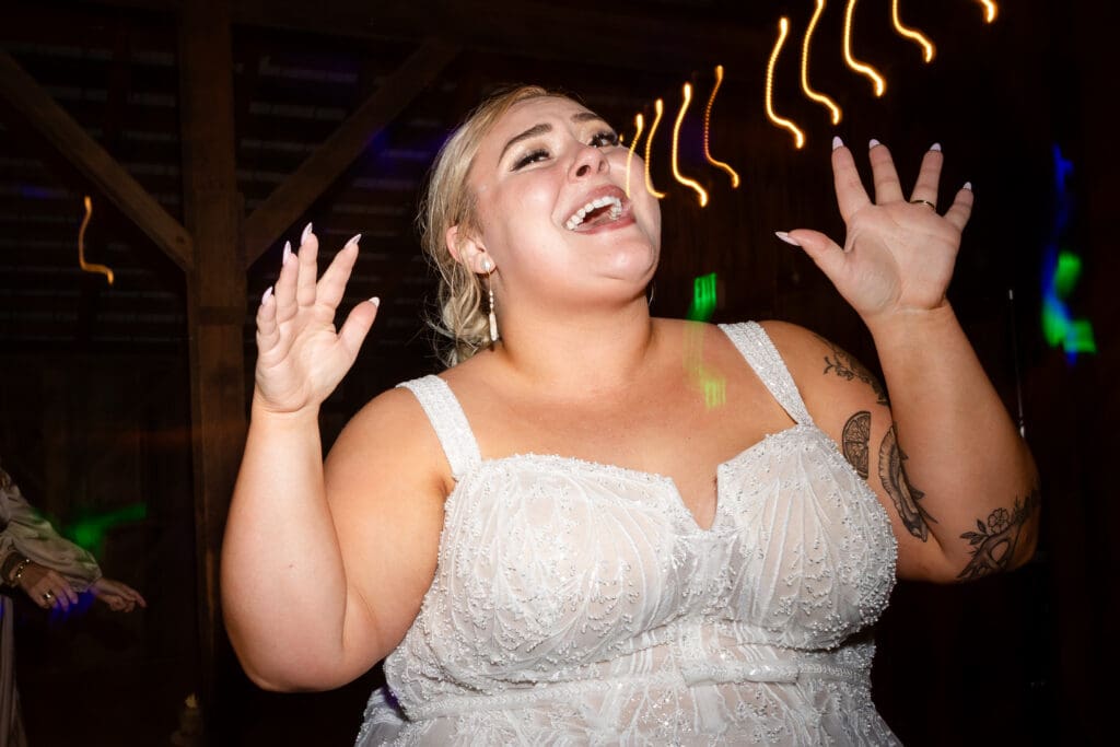 Bride singing at The Haven at Tomales Wedding reception