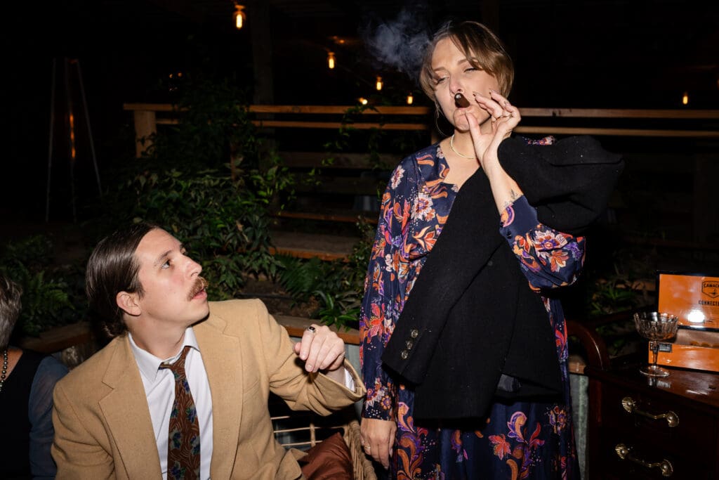 Cigar bar at reception at The Haven at Tomales Wedding