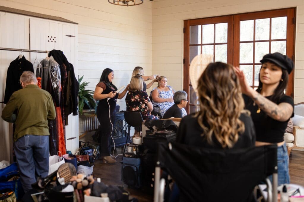 Bridal room with hair and makeup at The Haven at Tomales Wedding