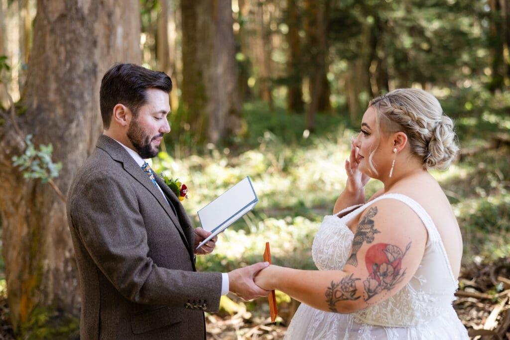 Couple exchanging vows at The Haven at Tomales