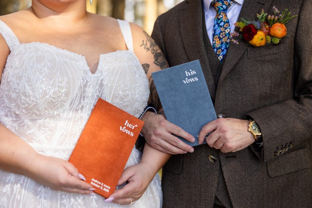 Custom vow booklets with Northern California couple