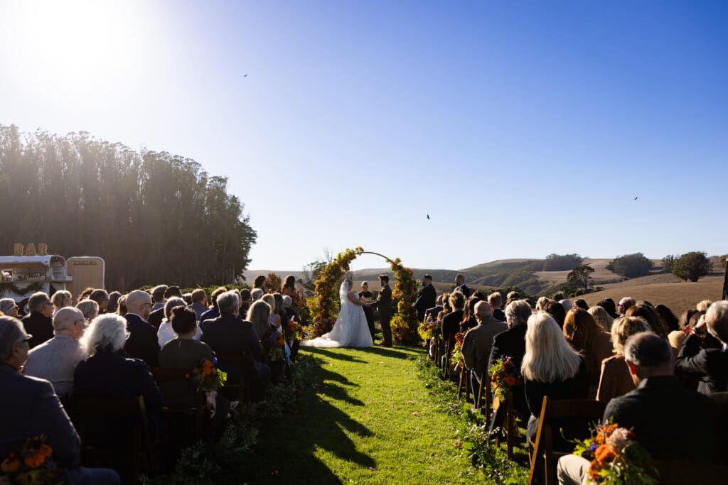 Wedding ceremony outside at The Haven at Tomales