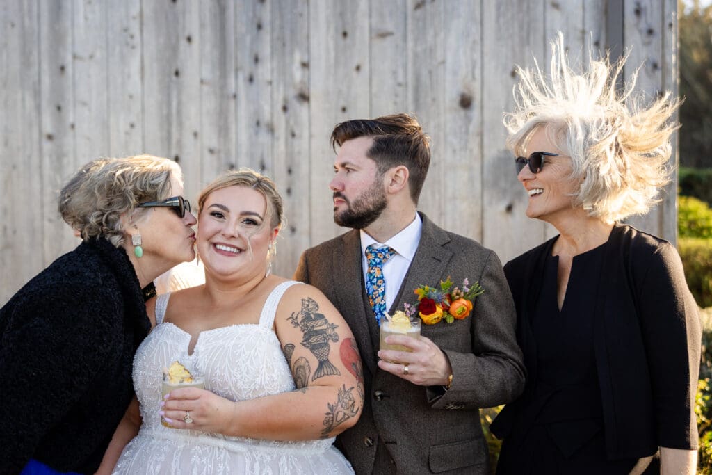 Bride, groom and family at The Haven at Tomales Wedding