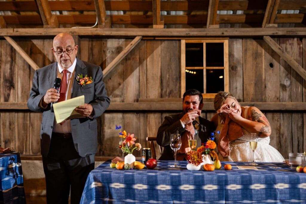 Father-of-the-bride speech at The Haven at Tomales wedding reception
