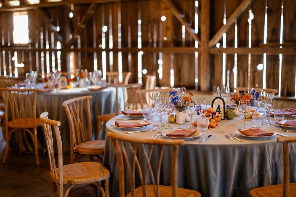 Wedding reception setup at The Haven at Tomales