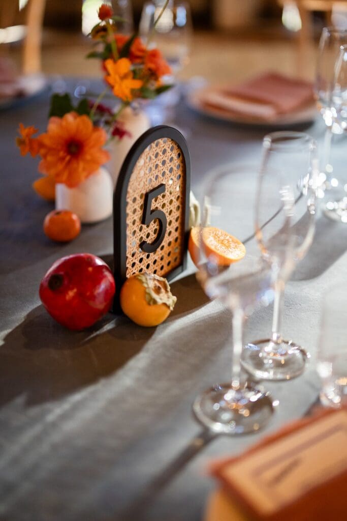 Table setting at The Haven at Tomales Wedding reception