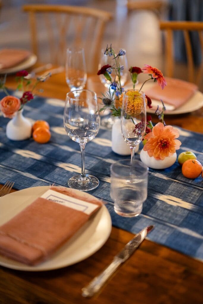 Wedding reception table set up at The Haven at Tomales Wedding