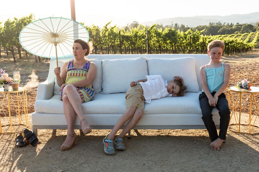 A colorful Sonoma wedding reception at Gundlach Bundschu Winery.