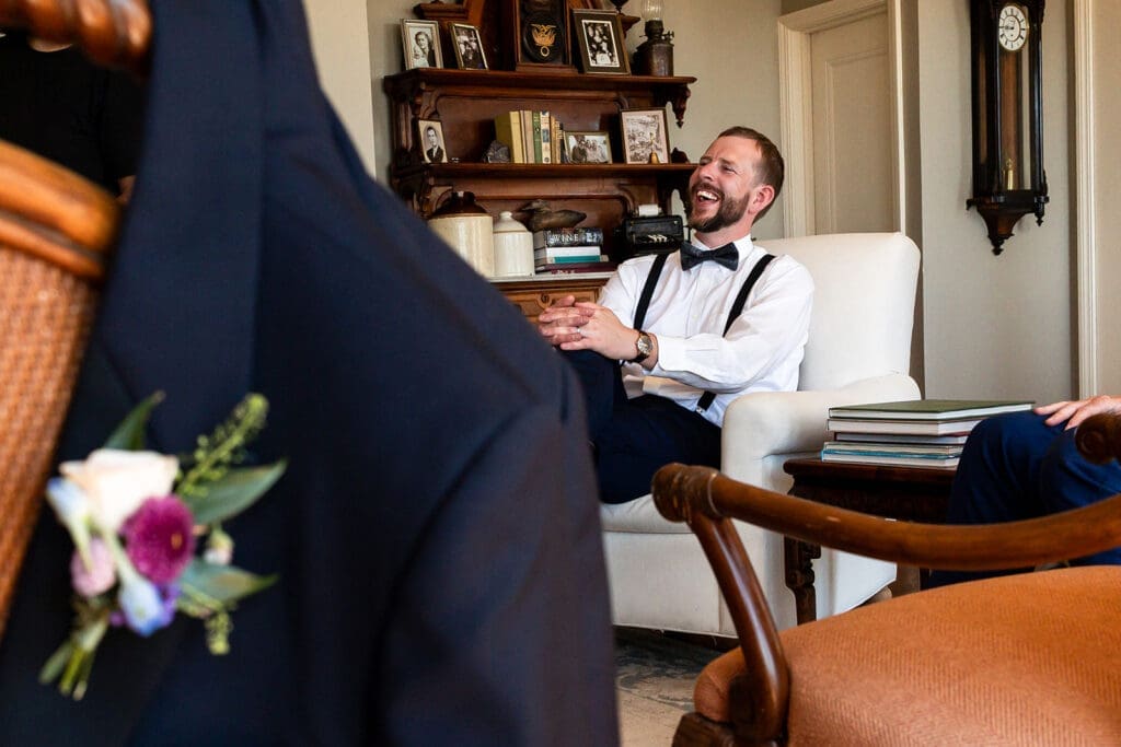 Family and friends gathering at Gundlach Bundschu Winery before the wedding ceremony