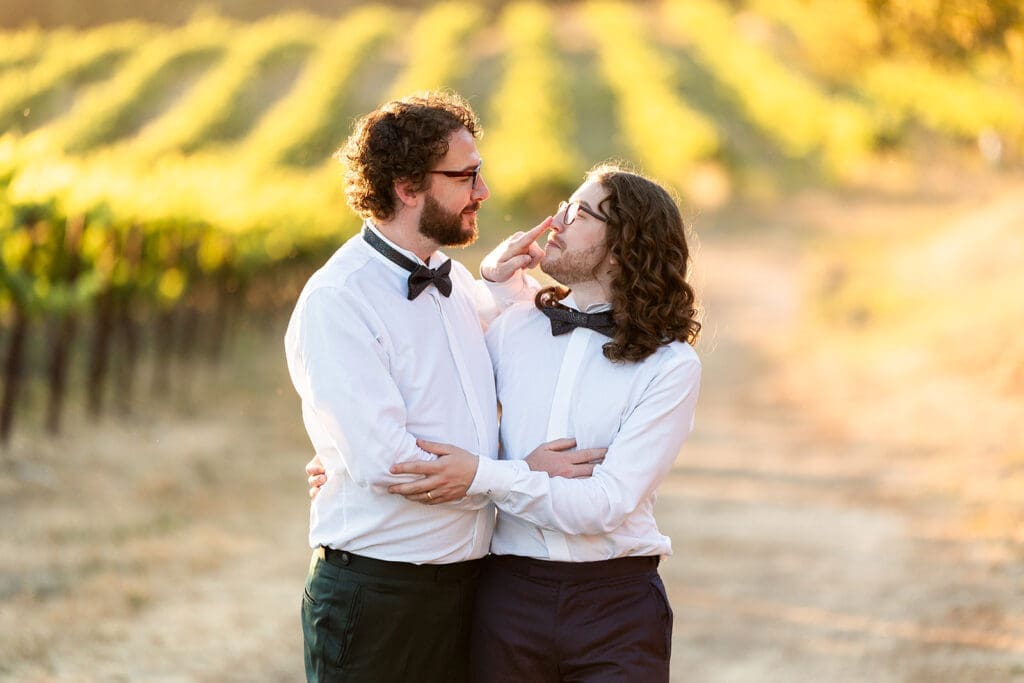 Just married portraits of LGBT couple at Gundlach Bundschu Winery in Sonoma