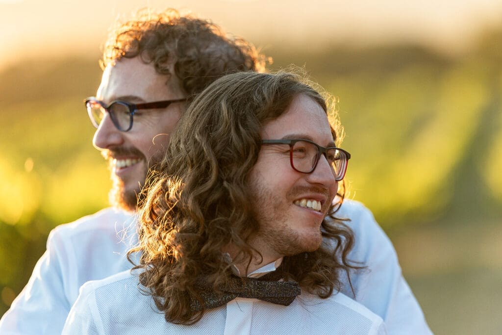 Just married portraits of LGBT couple at Gundlach Bundschu Winery in Sonoma