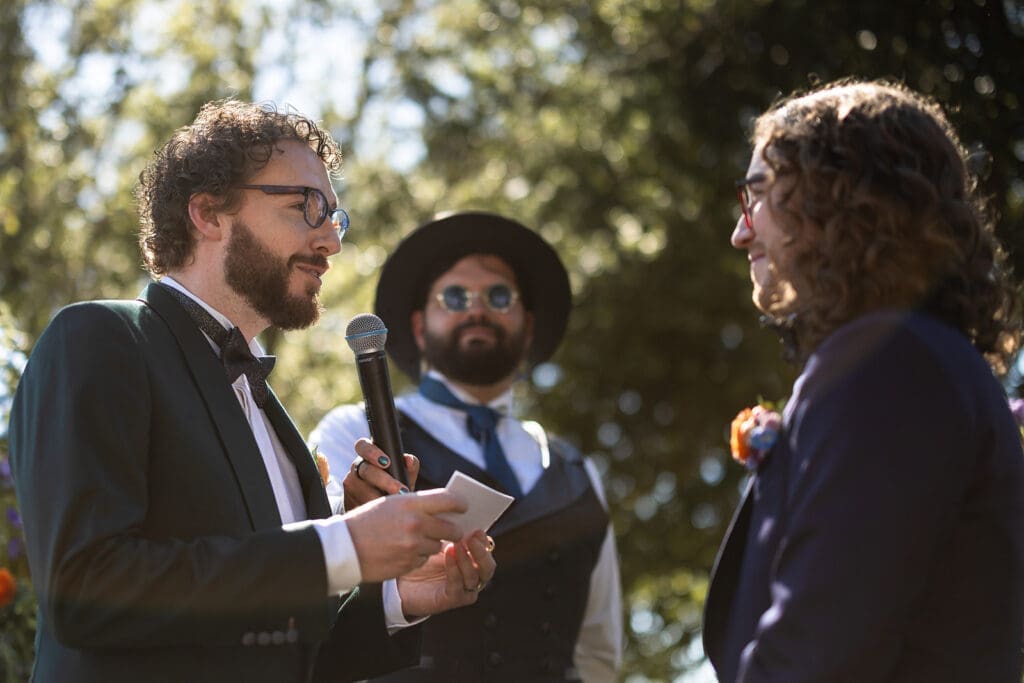 Outdoor wedding ceremony at Gundlach Bundschu Winery on a warm Sonoma day