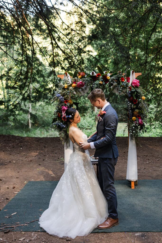 Mendocino Woodlands wedding ceremony in the redwoods.