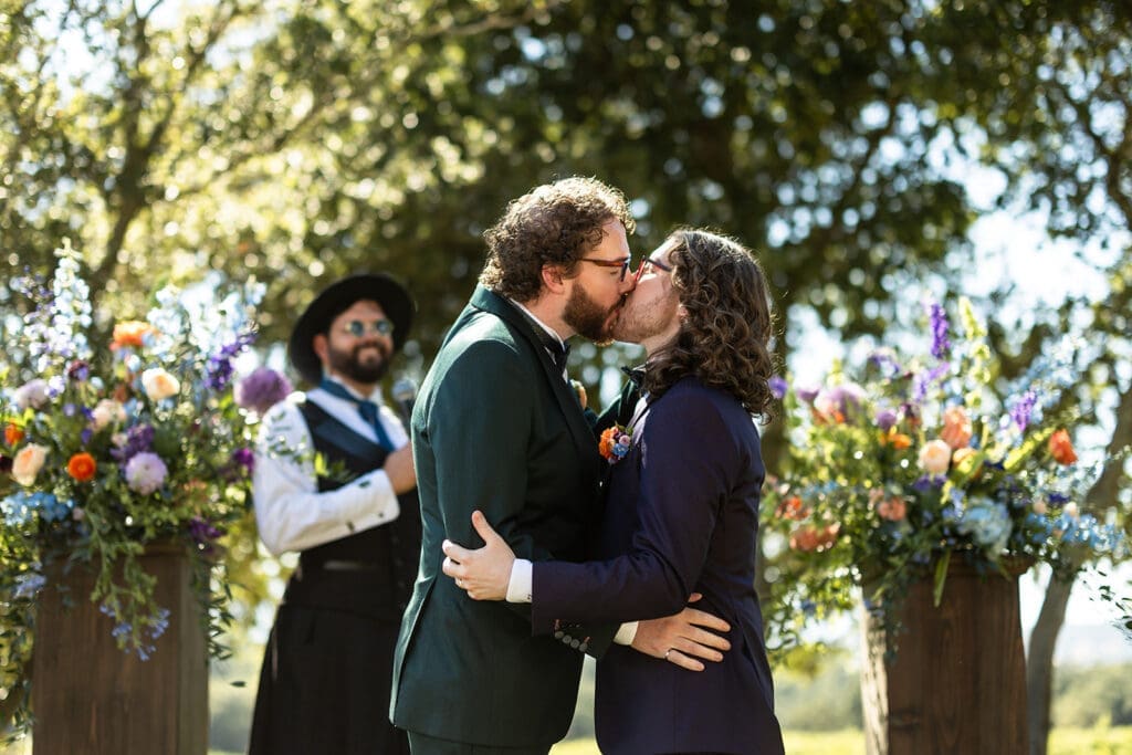 Outdoor wedding ceremony at Gundlach Bundschu Winery on a warm Sonoma day
