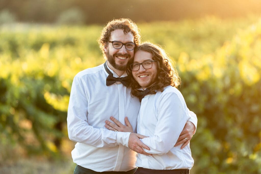Just married portraits of LGBT couple at Gundlach Bundschu Winery in Sonoma
