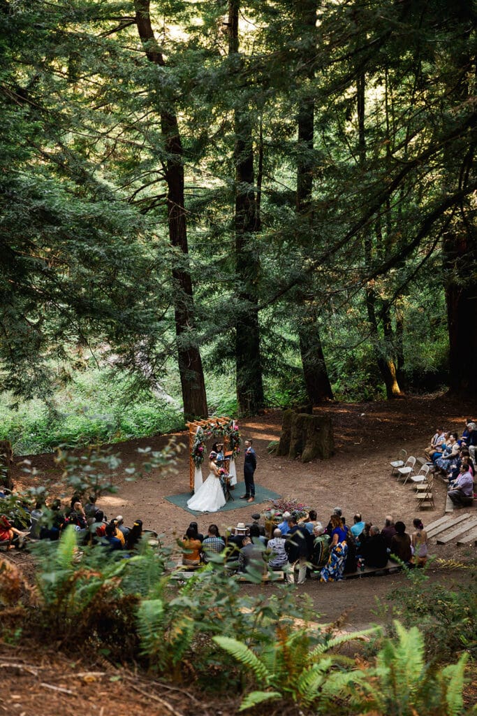 Mendocino Woodlands wedding ceremony in the redwoods.