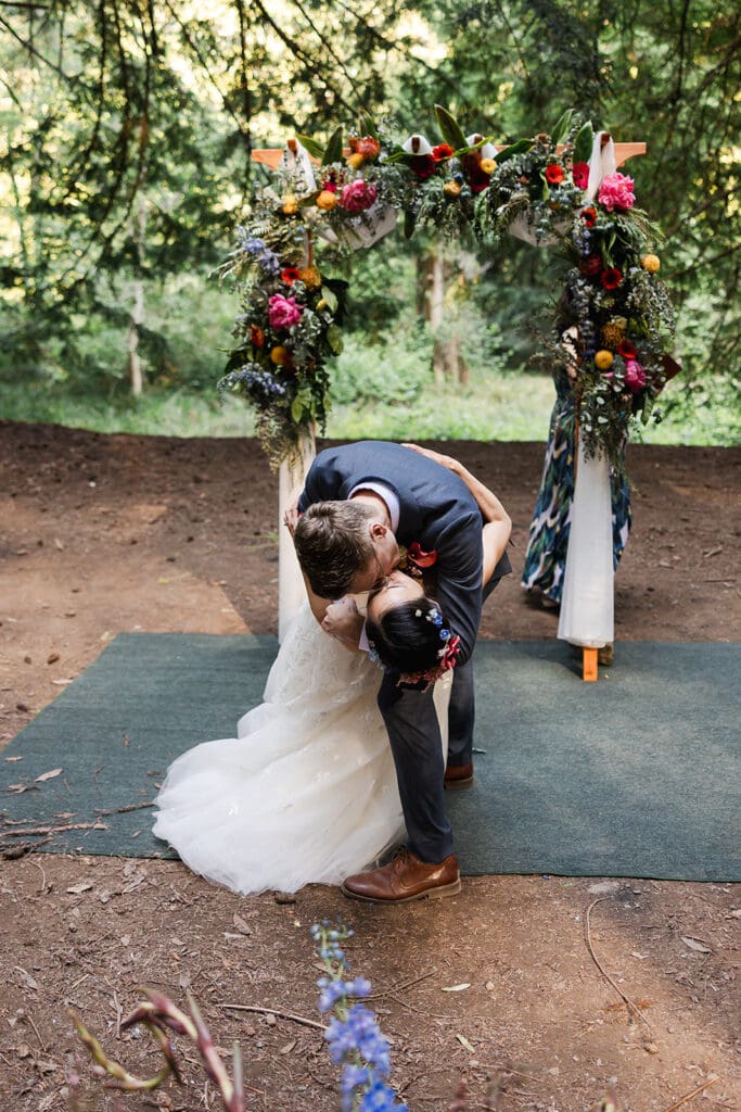 Mendocino Woodlands wedding ceremony in the redwoods.