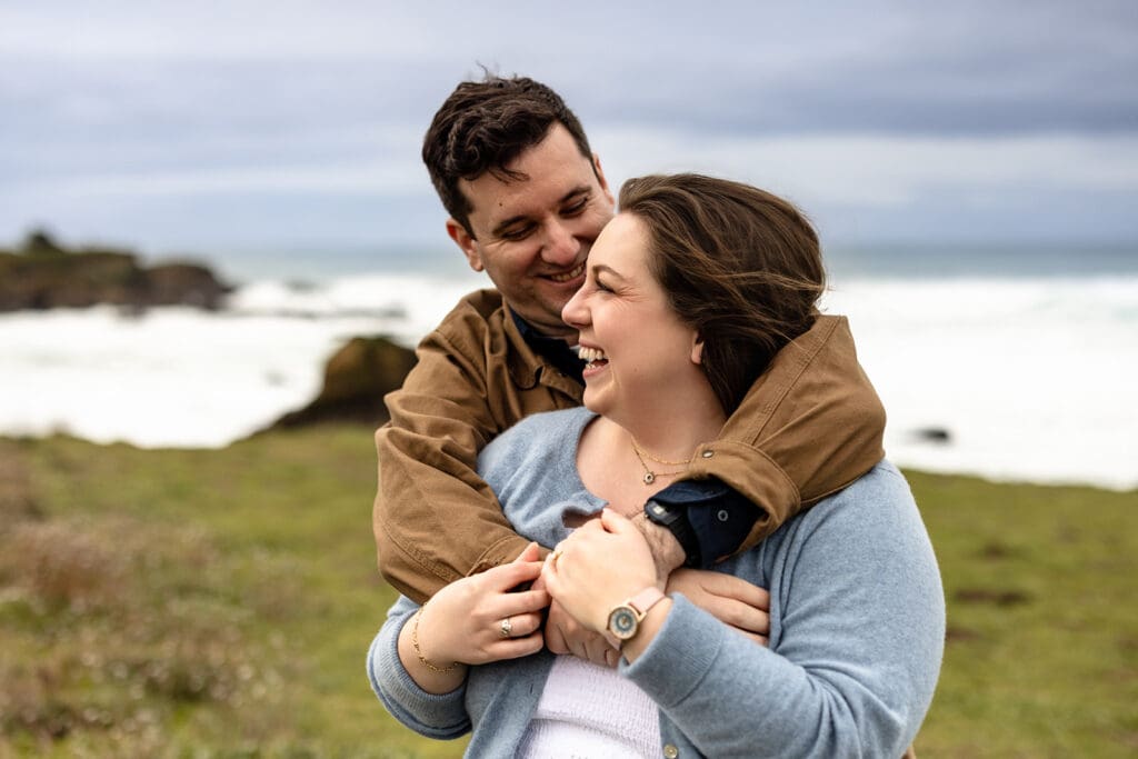 Mendocino wedding photographer capturing candid engagement photos