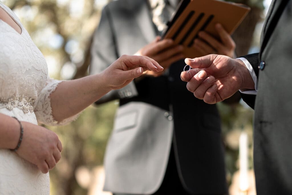 Ring exchange at Sonoma County wedding.