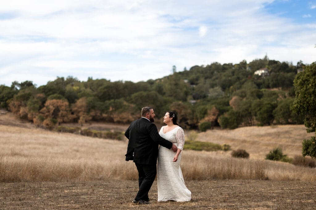 couple portraits during Sonoma County backyard wedding golden hour