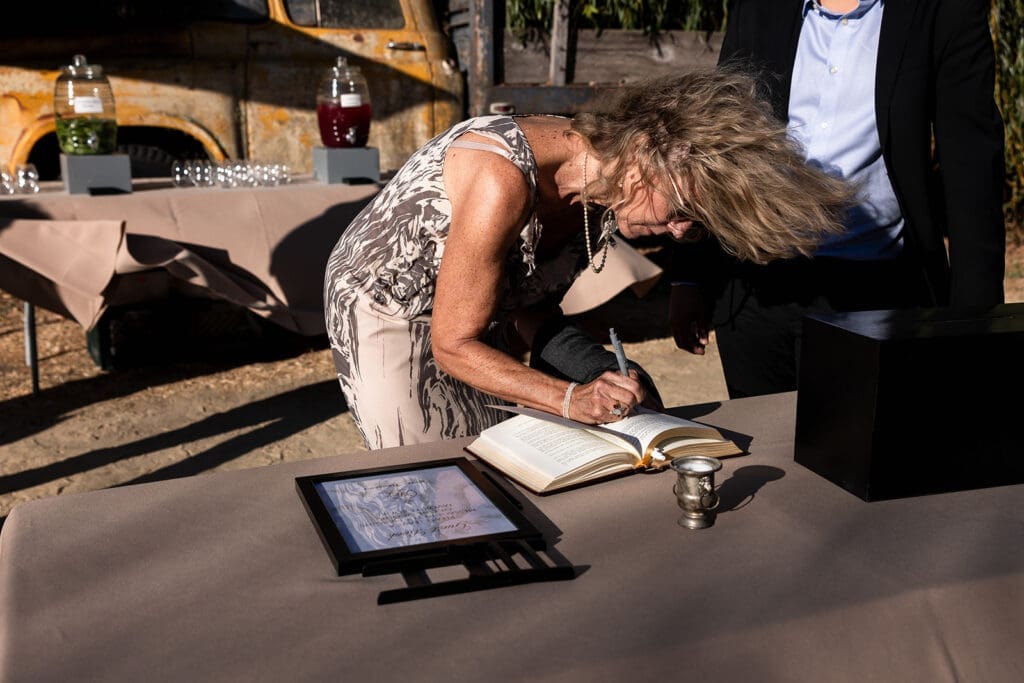 Wind blows guest's hair at Olympia's Valley Wedding