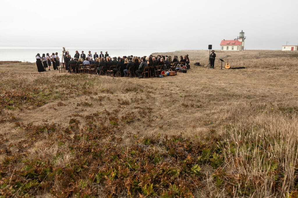 Point Cabrillo Lighthouse wedding venue on the foggy Mendocino Coast
