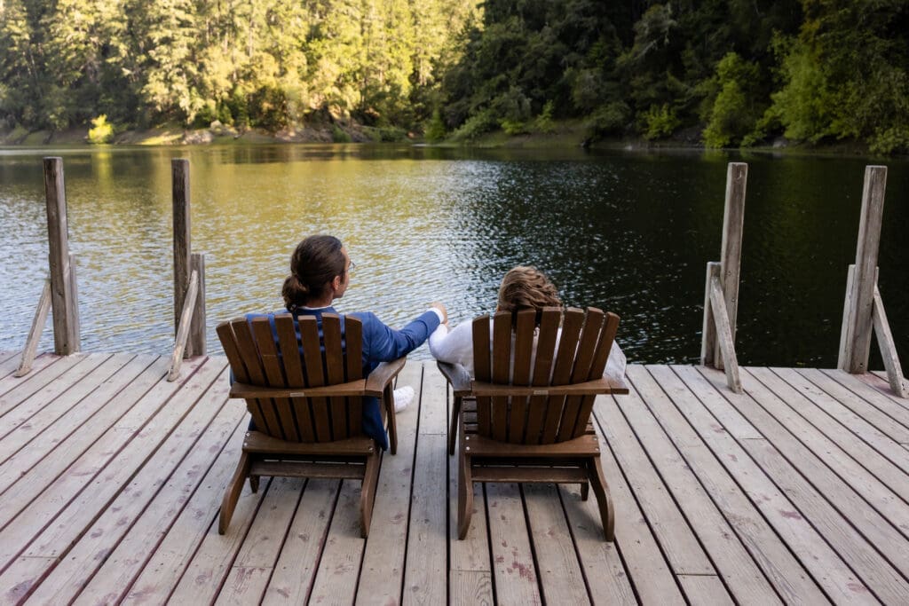Leonard Lake Reserve wedding portraits overlooking the water