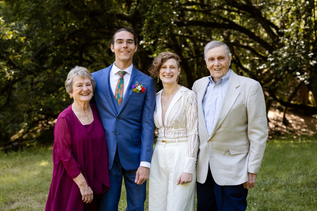 Family formal photos before the ceremony at a Leonard Lake Reserve wedding in Mendocino