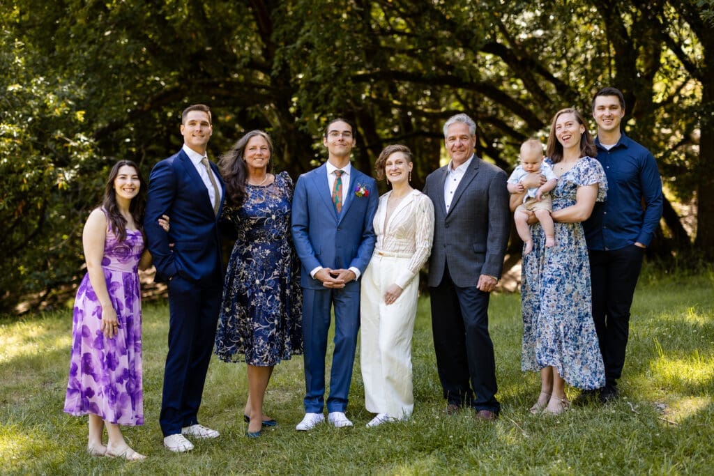 Family formal photos before the ceremony at a Leonard Lake Reserve wedding in Mendocino