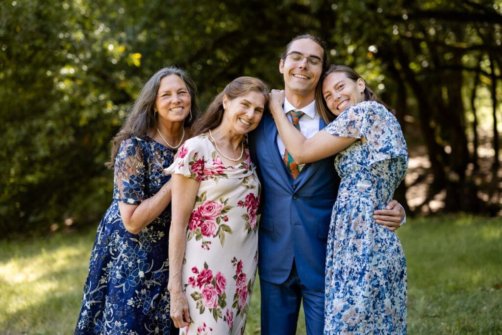Family formal photos before the ceremony at a Leonard Lake Reserve wedding in Mendocino