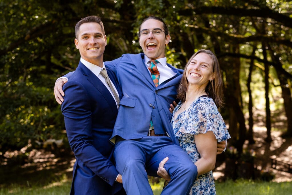 Family formal photos before the ceremony at a Leonard Lake Reserve wedding in Mendocino