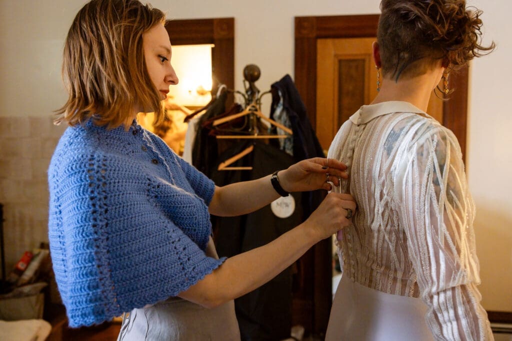 Bride ready for her Mendocino redwoods wedding
